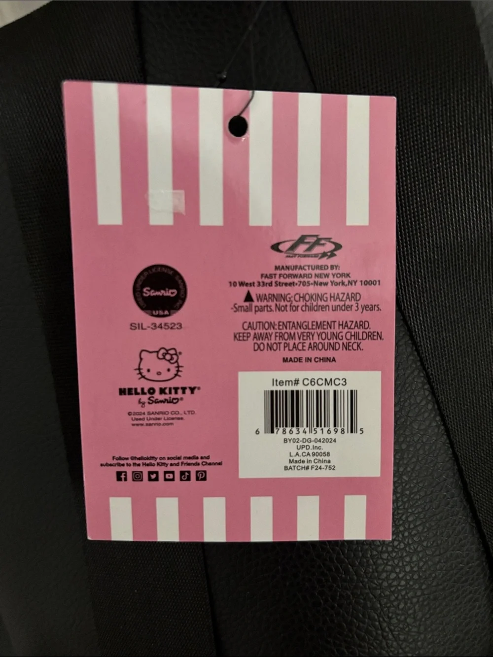 Hello Kitty White, Black & Red Mini Backpack